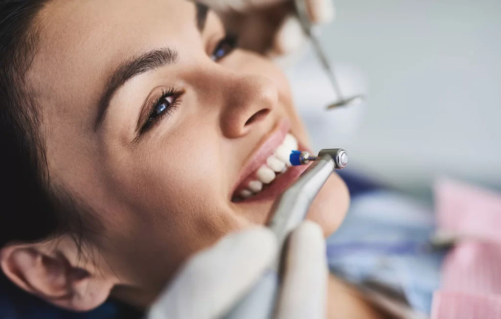 Patient getting teeth cleaning in Sun Valley, CA